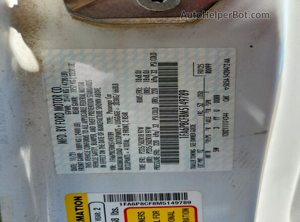 1FA6P8CF8M5149789 2021 FORD MUSTANG White 