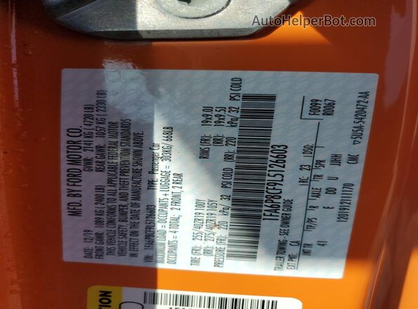 1FA6P8CF9L5126603 2020 FORD MUSTANG Orange Вид підкапотного простору