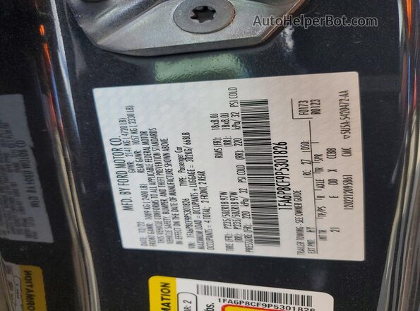 1FA6P8CF9P5301826 2023 FORD MUSTANG Black Вид підкапотного простору