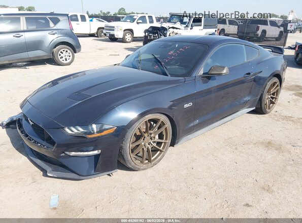 1FA6P8CFXM5122366 2021 FORD MUSTANG Dark Blue Vista tres cuartos delantera izquierda