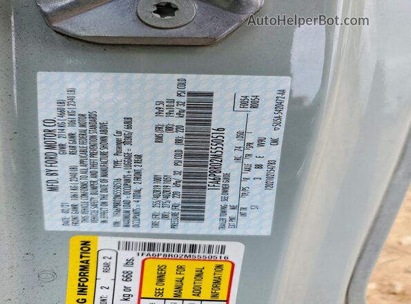 1FA6P8R02M5550516 2021 FORD MUSTANG Silver Շարժիչի բաժամունքի տեսք