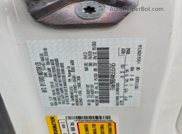 1FA6P8R04M5555765 2021 FORD MUSTANG White Widok komory silnika