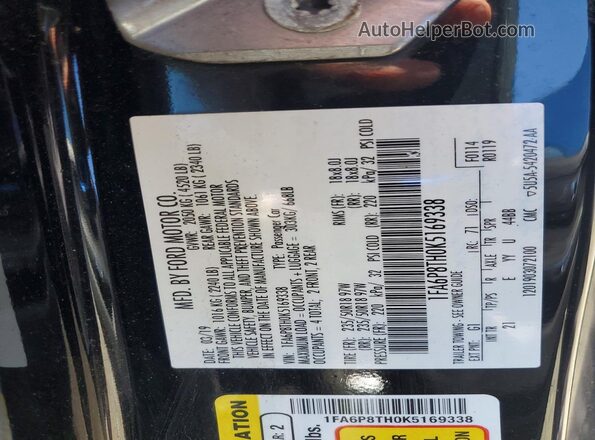 1FA6P8TH0K5169338 2019 FORD MUSTANG Black 