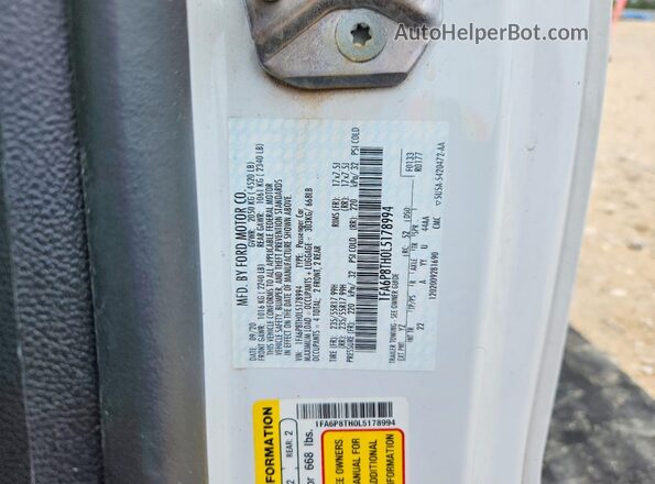 1FA6P8TH0L5178994 2020 FORD MUSTANG White ძრავის განყოფილების ხედი