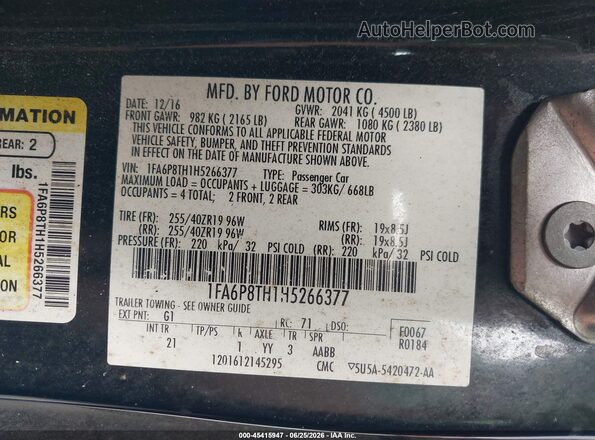 1FA6P8TH1H5266377 2017 FORD MUSTANG Black Вид підкапотного простору