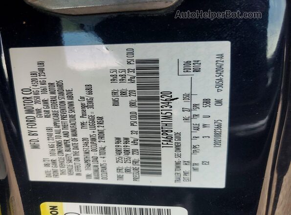 1FA6P8TH1M5134620 2021 FORD MUSTANG Blue Вид наклейки з VIN-кодом