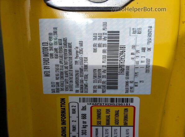 1FA6P8TH2H5296181 2017 FORD MUSTANG Yellow 