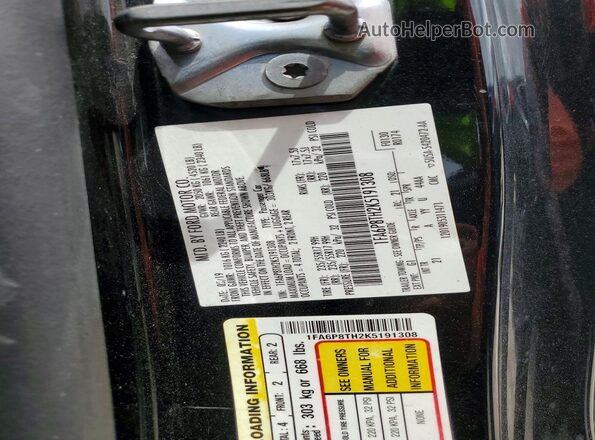 1FA6P8TH2K5191308 2019 FORD MUSTANG Black Вид наклейки з VIN-кодом