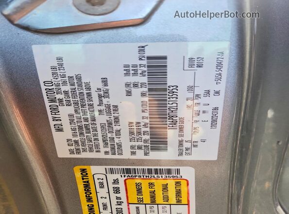 1FA6P8TH2L5135953 2020 FORD MUSTANG Silver VIN sticker view