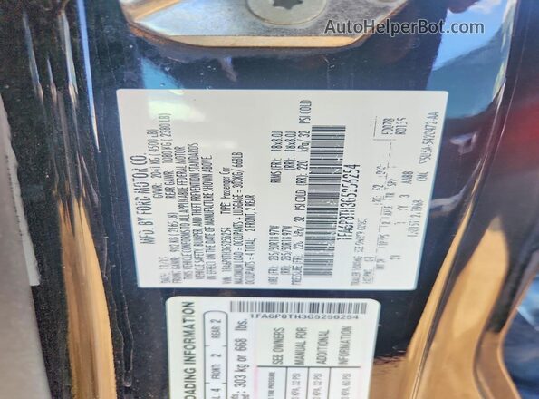 1FA6P8TH3G5256254 2016 FORD MUSTANG Black Вид наклейки з VIN-кодом