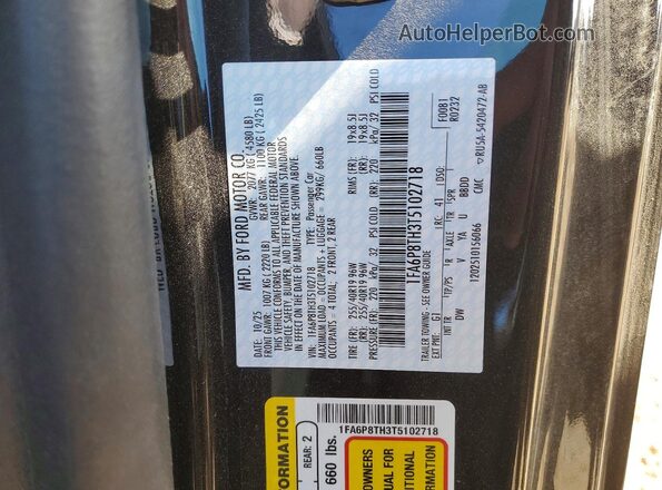1FA6P8TH3T5102718 2026 FORD MUSTANG Black Շարժիչի բաժամունքի տեսք