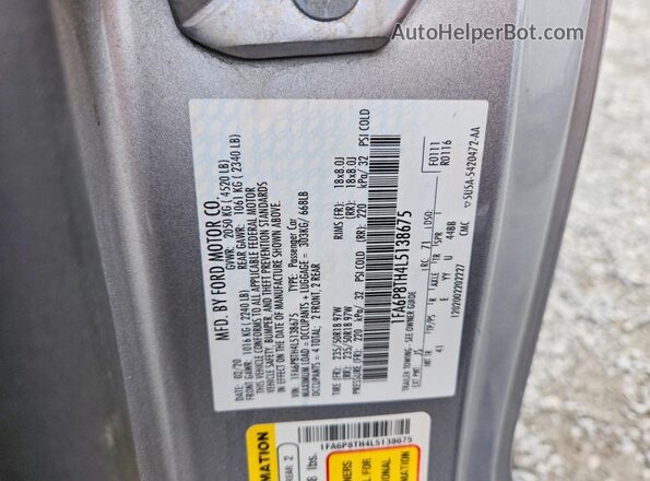 1FA6P8TH4L5138675 2020 FORD MUSTANG Silver Շարժիչի բաժամունքի տեսք