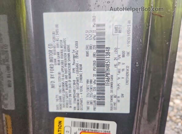 1FA6P8TH4R5113848 2024 FORD MUSTANG Gray Вид підкапотного простору
