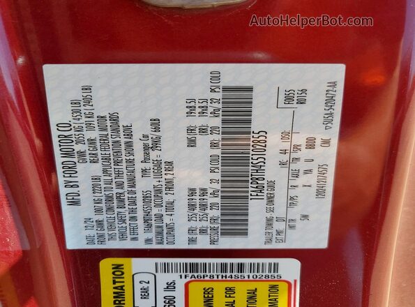 1FA6P8TH4S5102855 2025 FORD MUSTANG Red 