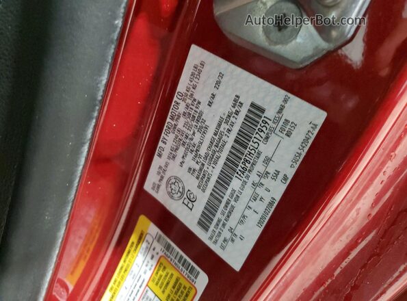 1FA6P8TH5L5179591 2020 FORD MUSTANG Red Vista de la etiqueta del VIN