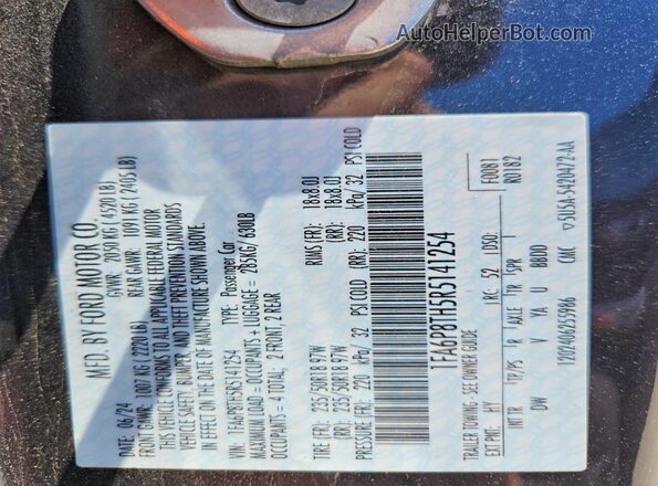 1FA6P8TH5R5141254 2024 FORD MUSTANG Black Vista del compartimento del motor