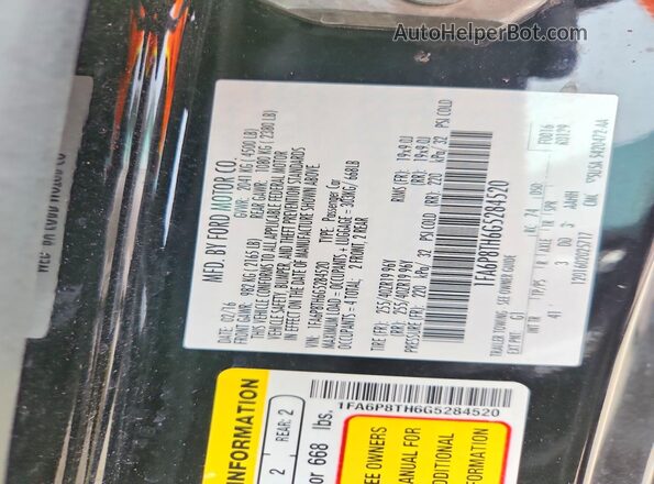 1FA6P8TH6G5284520 2016 FORD MUSTANG Черный 