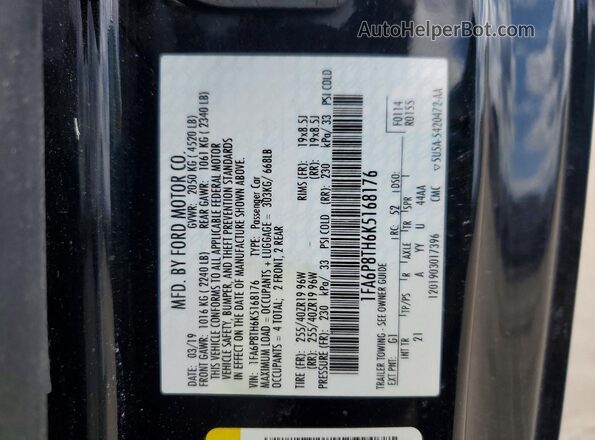 1FA6P8TH6K5168176 2019 FORD MUSTANG Black Engine compartment view