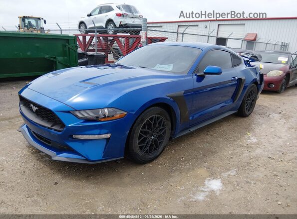 1FA6P8TH7J5120586 2018 FORD MUSTANG Blue Առջևի ձախ երեք քառորդ տեսարան