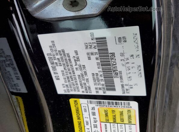 1FA6P8TH7K5129368 2019 FORD MUSTANG Black Շարժիչի բաժամունքի տեսք