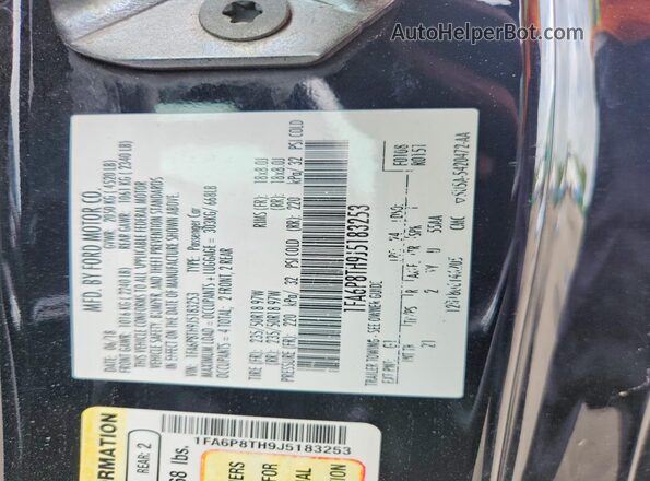 1FA6P8TH9J5183253 2018 FORD MUSTANG Black Vista del compartimento del motor