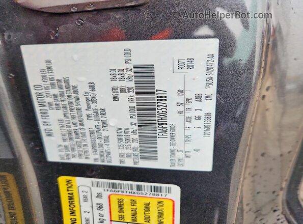 1FA6P8THXG5278817 2016 FORD MUSTANG Gray Widok komory silnika