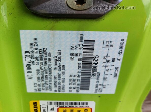 1FA6P8THXL5159255 2020 FORD MUSTANG Green Vista del compartimento del motor