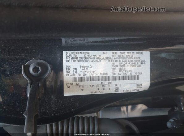 1FADP3F21GL312995 2016 FORD FOCUS Black Engine compartment view