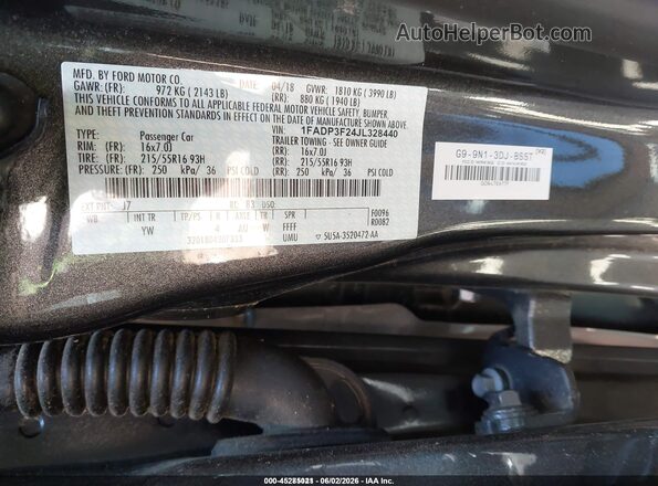 1FADP3F24JL328440 2018 FORD FOCUS Gray 