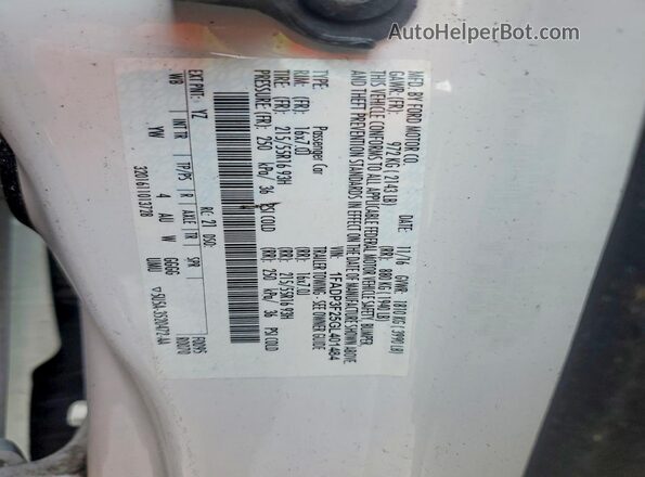 1FADP3F25GL401484 2016 FORD FOCUS White Vista de la etiqueta del VIN