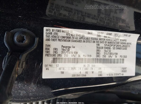 1FADP3F26HL262211 2017 FORD FOCUS Black Widok komory silnika