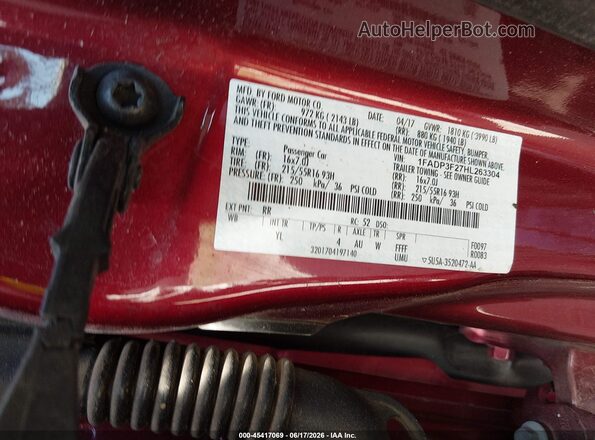 1FADP3F27HL263304 2017 FORD FOCUS Red Շարժիչի բաժամունքի տեսք