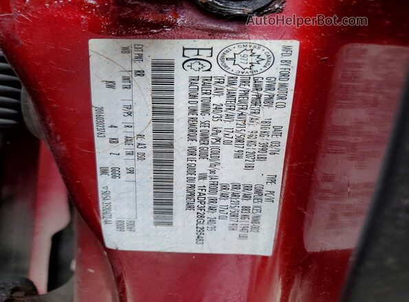 1FADP3F28GL295483 2016 FORD FOCUS Red 
