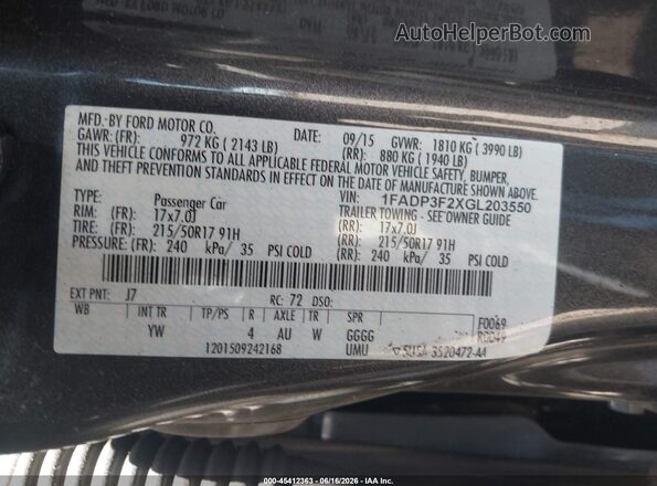 1FADP3F2XGL203550 2016 FORD FOCUS Gray Շարժիչի բաժամունքի տեսք