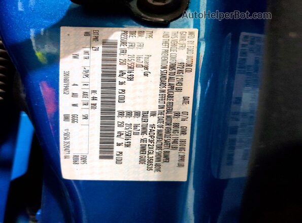 1FADP3F2XGL358535 2016 FORD FOCUS Blue 