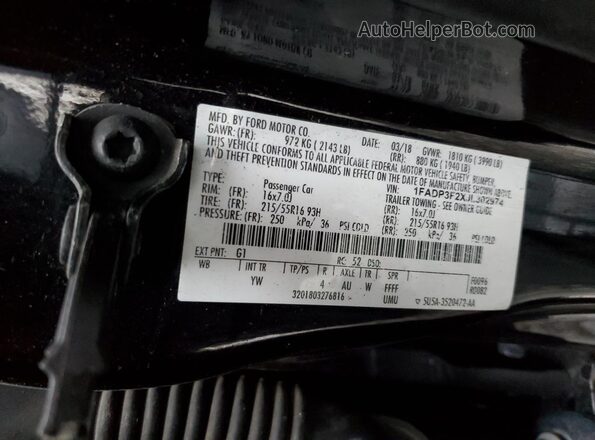 1FADP3F2XJL302974 2018 FORD FOCUS Black Вид підкапотного простору