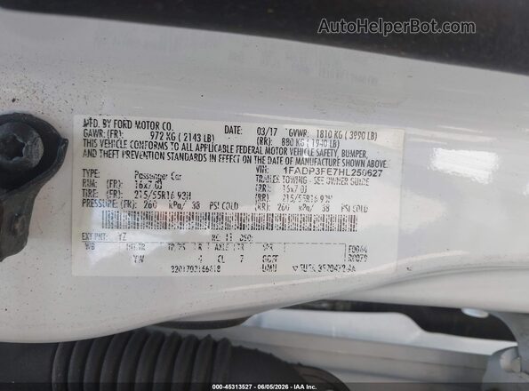 1FADP3FE7HL250627 2017 FORD FOCUS White Շարժիչի բաժամունքի տեսք