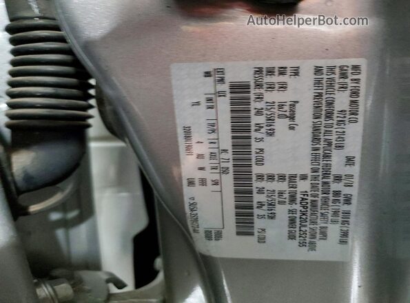 1FADP3K20JL252155 2018 FORD FOCUS Silver Вид підкапотного простору