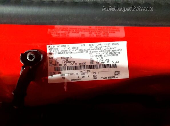 1FADP3K21GL264663 2016 FORD FOCUS Красный 