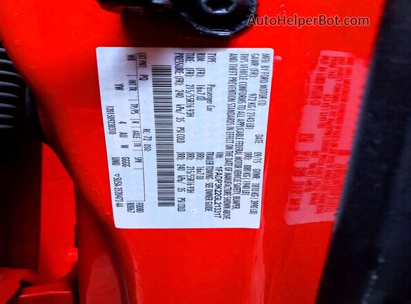 1FADP3K22GL213317 2016 FORD FOCUS Red VIN կոդի պիտակի տեսք