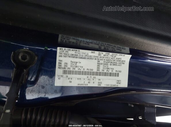 1FADP3K24GL325780 2016 FORD FOCUS Blue 