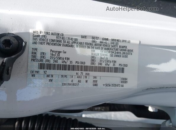 1FADP3K24HL263573 2017 FORD FOCUS White Շարժիչի բաժամունքի տեսք