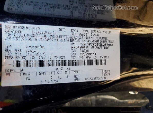 1FADP3K25GL257988 2016 FORD FOCUS Black Widok komory silnika