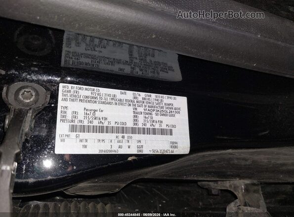 1FADP3K25GL281305 2016 FORD FOCUS Black ძრავის განყოფილების ხედი
