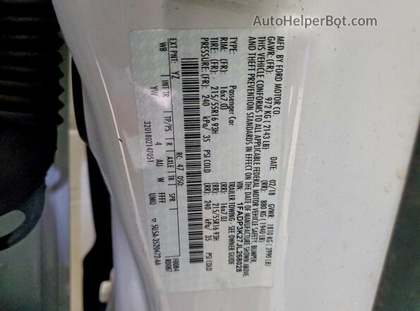 1FADP3K27JL268028 2018 FORD FOCUS Белый Вид подкапотного пространства