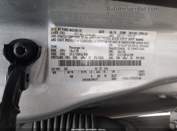 1FADP3K28GL355428 2016 FORD FOCUS Silver Engine compartment view