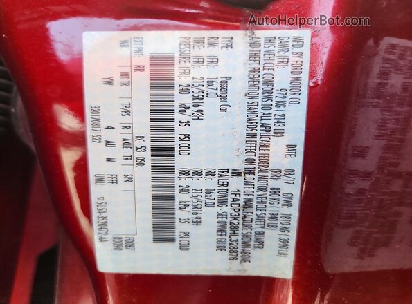 1FADP3K28HL328876 2017 FORD FOCUS Red Вид підкапотного простору