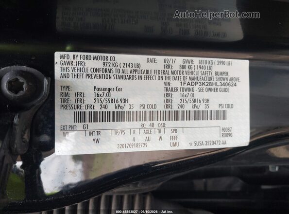 1FADP3K28HL340624 2017 FORD FOCUS Black Вид підкапотного простору
