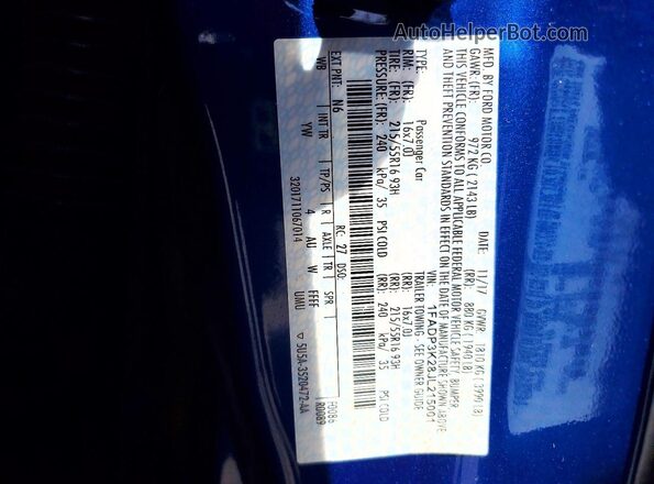 1FADP3K28JL215001 2018 FORD FOCUS Синий Вид наклейки с VIN-кодом