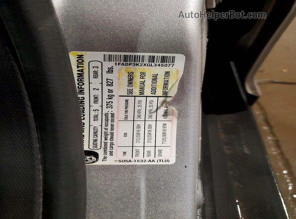1FADP3K2XGL345077 2016 FORD FOCUS Silver 